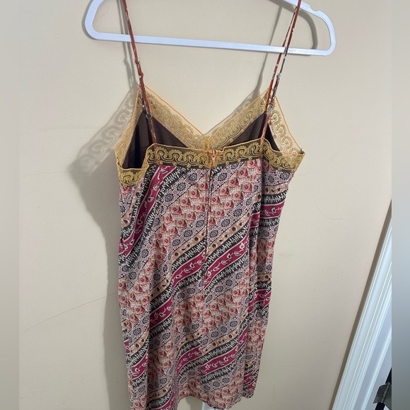 Vintage Y2K Lace cami patchwork muted tone tank  Slip Dress size L boho - Picture 3 of 5